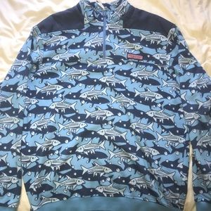 Vineyard Vines fish print quarter zip sweater